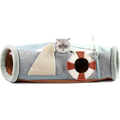 Tunnel pour chat d'intérieur, tube pliable pour chat avec design lavable