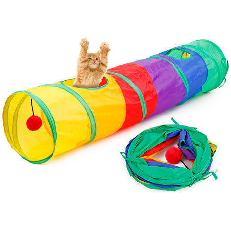 Tunnel Pour Chat Pliable Pompon Jouet De Jeu Interactif Pour Chat H