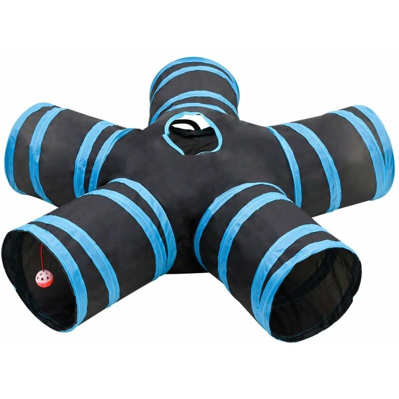 Vidaxl - Tunnel pour chats à 5 voies Noir et bleu 25 cm Polyester n/a