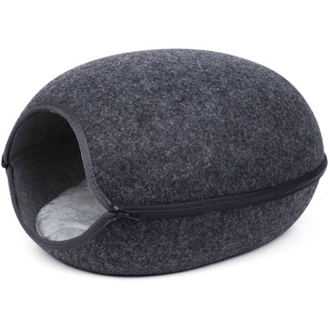 Tunnel rond en feutre pour chat - Maison pour animaux de compagnie - Noir