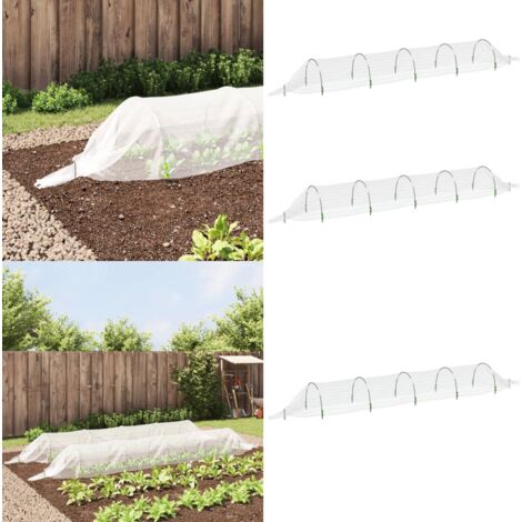Tunnels en filet 2 pcs 1,5x5 m fibre de verre et PP - Tunnel De Jardin - Serre De Jardin - Protection Des Plantes - Filets De Jardin - Abri Pour Plantes - Home & Living