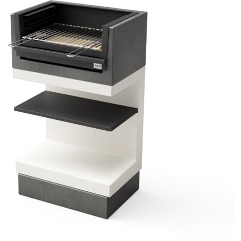 TUOZI - Barbacoa de Obra para Leña y Carbón Modelo KITAWAY MINI GRILL (Gris/Blanco - 63 x 41,5 x 110 cm) REF: T00979 - Uso en Exteriores
