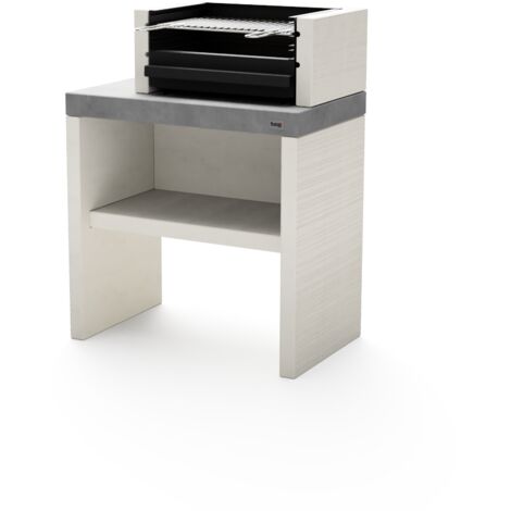 TUOZI - Barbacoa de Obra para Leña y Carbón Modelo PLAN 1 (Gris/Blanco - 78 x 47 x 102 cm) REF: 8026 - Uso en Exteriores