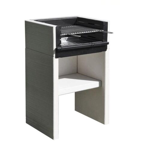 TUOZI - Barbacoa de Obra para Leña y Carbón Modelo VENIT FLEX (Gris/Blanco - 59 x 47 x 95 cm) REF: 4401 - Uso en Exteriores