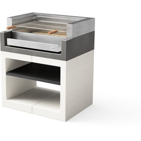 TUOZI - Barbecue fixe inox pour bois et charbon modèle KITAWAY GRILL (Gris/Blanc - 84 x 63 x 101 cm) REF: T00558 - Robuste et performant extérieur