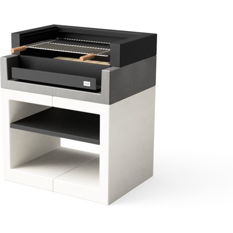 TUOZI - Barbecue fixe pour bois et charbon modèle KITAWAY GRILL (Gris/Blanc - 84 x 63 x 101 cm) REF: T00573 - Résistant et performant extérieur