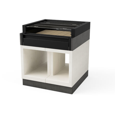 TUOZI - Barbecue fixe pour bois et charbon modèle KITAWAY GRILL La Valenciana (Gris/Blanc - 100 x 100 x 113,5 cm) REF: T01097 - Grande surface de cuisson