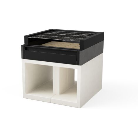 TUOZI - Barbecue fixe pour bois et charbon modèle KITAWAY GRILL La Valenciana (Gris/Blanc - 100 x 100 x 86 cm) REF: T01100 - Idéal pour barbecue convivial