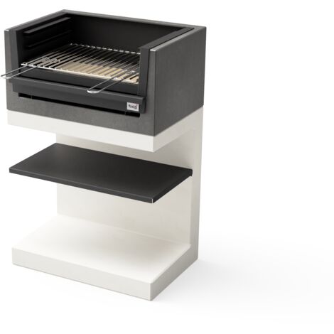 TUOZI - Barbecue fixe pour bois et charbon modèle KITAWAY MINI GRILL (Gris/Blanc - 63 x 41,5 x 96 cm) REF: T00559 - Compact et idéal extérieur