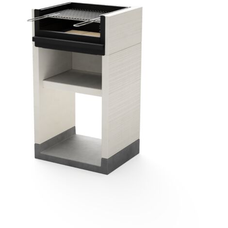 TUOZI - Barbecue fixe pour bois et charbon modèle VENIT FLEX (Gris/Blanc - 59 x 47 x 106 cm) REF: T00172 - Compact et efficace