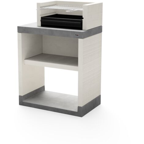 TUOZI - Barbecue fixe pour charbon modèle PLAN 1 (Gris/Blanc - 78 x 47 x 113 cm) REF: T00871 - Grande surface de cuisson extérieure
