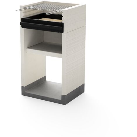 TUOZI - Barbecue fixe pour charbon modèle VENIT FLEX (Gris/Blanc - 59 x 47 x 106 cm) REF: T00514 - Idéal terrasse et jardin