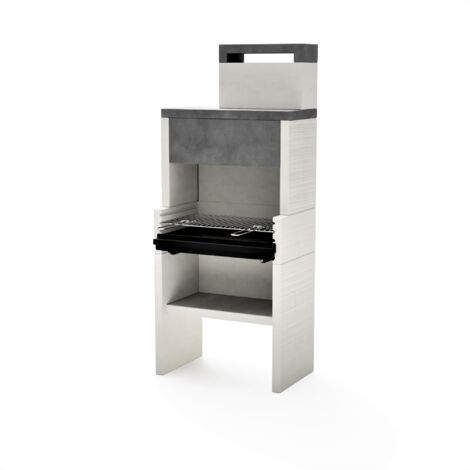 TUOZI - Barbecue fixe pour charbon modèle VENIT FLEX PLUS HOTTE (Gris/Blanc - 78 x 47 x 185 cm) REF: 8065 - Design moderne et résistant