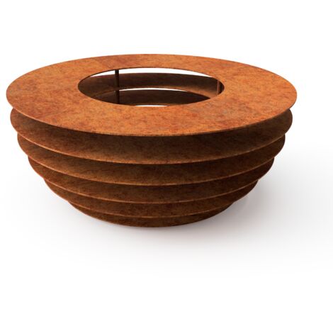 TUOZI - Brasero de Jardin PHOBOS - 60 x 60 x 24 - Brasier d'extérieur pour Jardin fabriqué en Acier Corten
