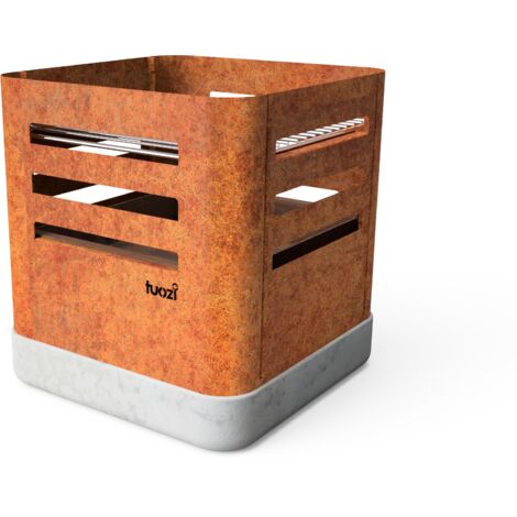 TUOZI - Brasero de Jardin THARSIS - 37 x 37 x 40. Brasero d'extérieur pour jardin fabriqué en acier Corten