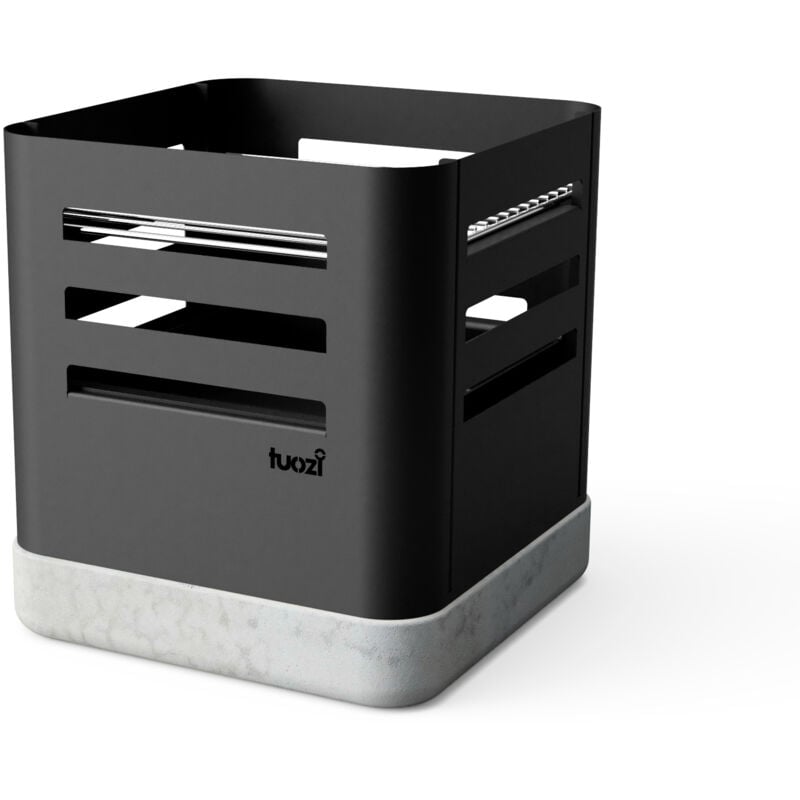 Tuozi - Foyer de Jardin tharsis - 37 x 37 x 40 - Doublé d'Acier Thermique Noir. Brasero de jardin extérieur en acier