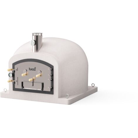 TUOZI - Horno de Leña Exterior de Obra KITAWAY (Blanco - 100 x 100 x 65 cm) – Horno de jardín compacto, cocción con leña, aislado con corcho, 3 mantas cerámicas incluidas - REF: 4079/2