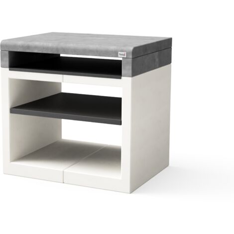 TUOZI - Module de support KITAWAY pour Barbecue en Béton Préfabriqué (Blanc, Gris - 84 x 63 x 63 cm) - Usage Extérieur