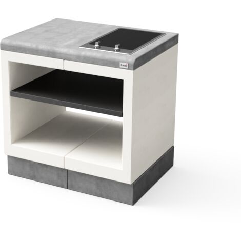 TUOZI - Module de support Plaques de cuisson KITAWAY ELECTRIC pour Barbecue en Béton Préfabriqué (Blanc, Gris - 84 x 63 x 63 cm) - Usage Extérieur