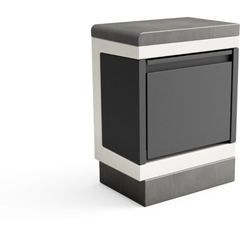 TUOZI - Module de support Poubelle de Recyclage KITAWAY pour Barbecue en Béton Préfabriqué (Blanc, Gris - 42 x 63 x 63 cm) - Usage Extérieur