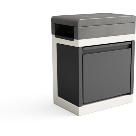 TUOZI - Module de support Poubelle de Recyclage KITAWAY pour Barbecue en Béton Préfabriqué (Blanc, Gris - 42 x 63 x 63 cm) - Usage Extérieur