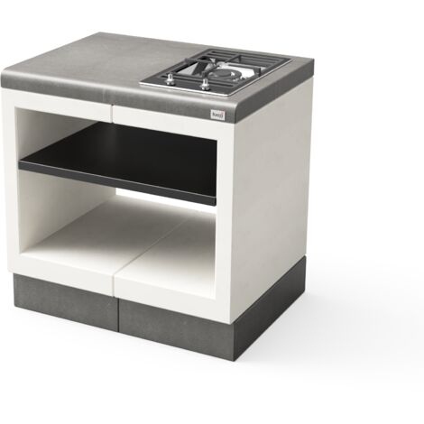TUOZI - Module de support pour plans de travail KITAWAY GAS pour Barbecue en Béton Préfabriqué (Blanc, Gris - 84 x 63 x 63 cm) - Usage Extérieur