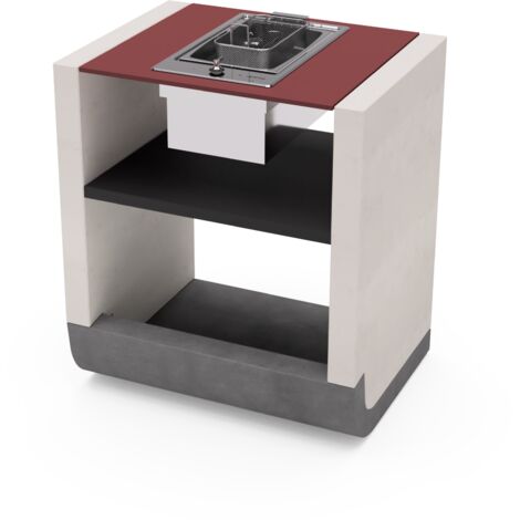 TUOZI - Module de support SUD Électrique pour Barbecue en Béton Préfabriqué (Blanc, Gris, Rouge - 81 x 60 x 60 cm) - Usage Extérieur