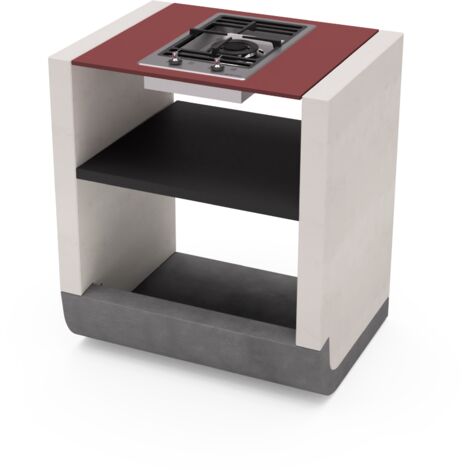 TUOZI - Module de support SUD Gaz pour Barbecue en Béton Préfabriqué (Blanc, Gris, Rouge - 81 x 60 x 60 cm) - Usage Extérieur