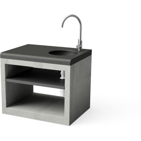 TUOZI - Module Kitaway Pure Origin avec évier et robinet pour Barbecue en Béton Préfabriqué (Gris - 84 x 63 x 63 cm) - Usage Extérieur