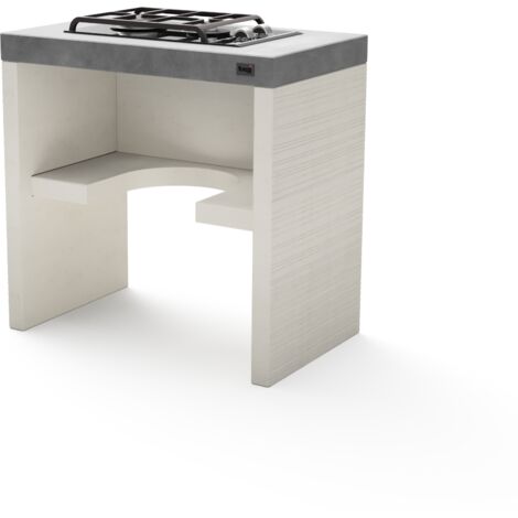 TUOZI - Module Stand PLAN/VENIT Gaz 78 pour Barbecue en Béton Préfabriqué (Blanc, Gris - 78 x 47 x 47 cm) - Usage Extérieur