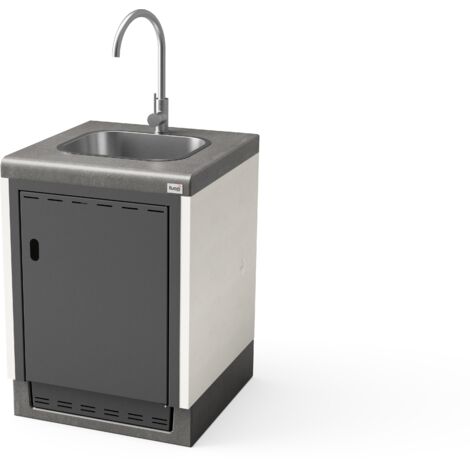 TUOZI - Módulo de pie KITAWAY SINK & TAP 61 para Barbacoa de Obra Prefabricada (Blanco, Gris - 61 x 63 x 63 cm) - Uso en Exteriores