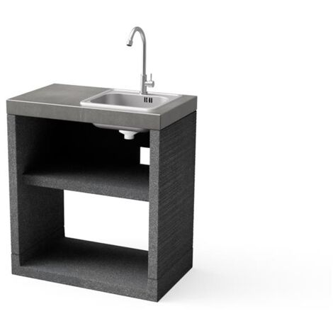 TUOZI - Módulo de pie para lavabo y grifería BLACK VENIT 78 para Barbacoa de Obra Prefabricada (Gris oscuro - 78 x 47 x 47 cm) - Uso en Exteriores