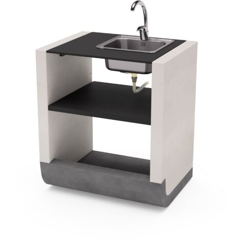 TUOZI - Módulo de pie SUD Fregadero y grifo para Barbacoa de Obra Prefabricada (Blanco, negro - 81 x 60 x 60 cm) - Uso en Exteriores