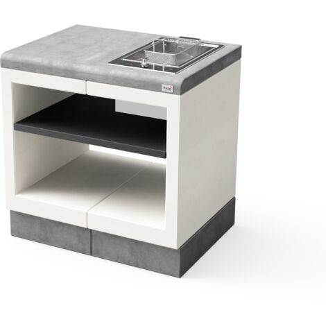 TUOZI - Módulo de soporte Placas de cocina KITAWAY ELECTRIC para Barbacoa de Obra Prefabricada (Blanco, Gris - 84 x 63 x 63 cm) - Uso en Exteriores
