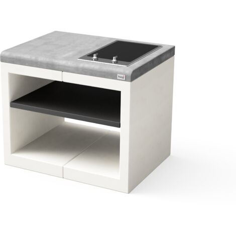 TUOZI - Módulo de soporte Placas de cocina KITAWAY ELECTRIC para Barbacoa de Obra Prefabricada (Blanco, Gris - 84 x 63 x 63 cm) - Uso en Exteriores