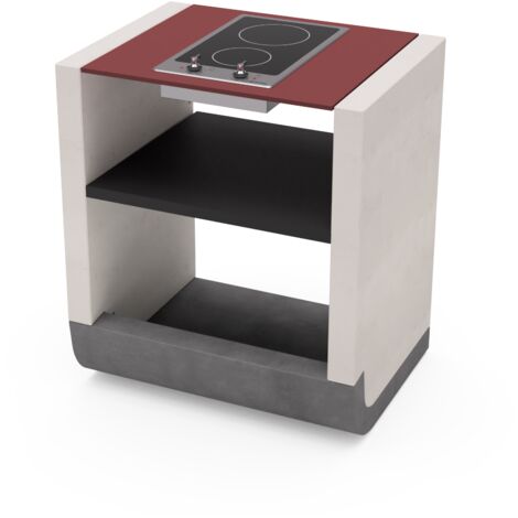 TUOZI - Módulo de soporte SUD Eléctrico para Barbacoa de Obra Prefabricada (Blanco, gris, rojo - 81 x 60 x 60 cm) - Uso en Exteriores