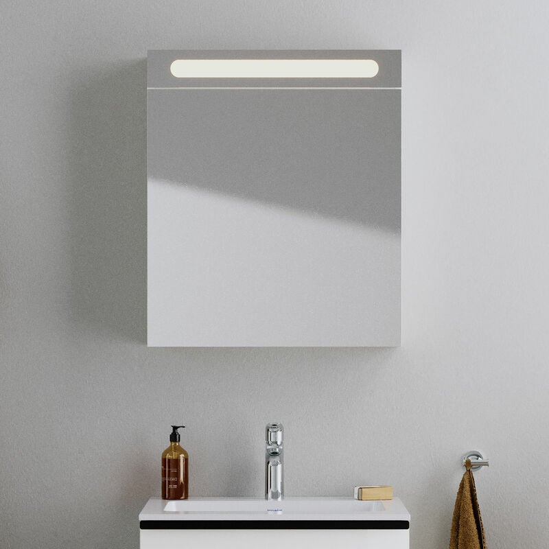 Armoire de toilette en aluminium 2 portes miroir charnière droite avec éclairage led pour salle de bain et toilette - 70x60x15cm - durapoint