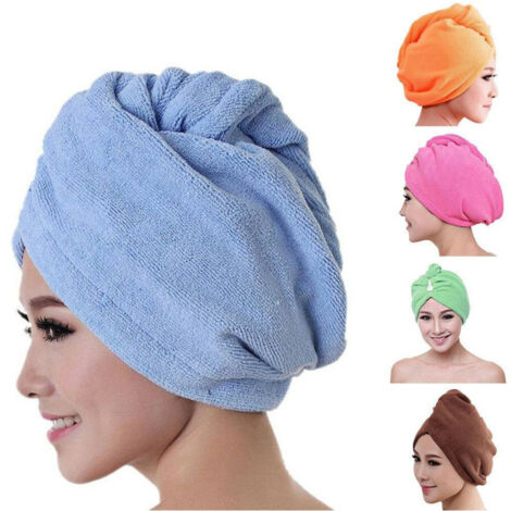 Turban Serviette Cheveux Microfibre Shampoing Bain Douche Super Absorbant