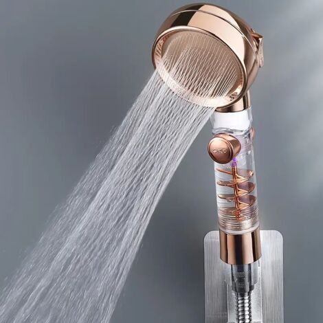 Turbo-Duschkopf mit drei verschiedenen Strahlarten und integriertem Schalter wassersparender Duschkopf für ein angenehmes Duscherlebnis.