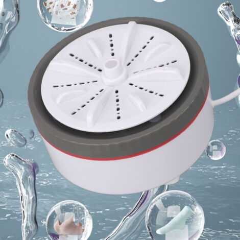 Turbo Mini Wash[Tragbarer Mini-Turbo-Waschroboter, graues ABS-Kunststoffteil, USB-Anschluss, 24 W]Kompaktes Multifunktionsgerät zum Spülen von kleinen Wäschestücken, Obst und Geschirr mit einstellbare