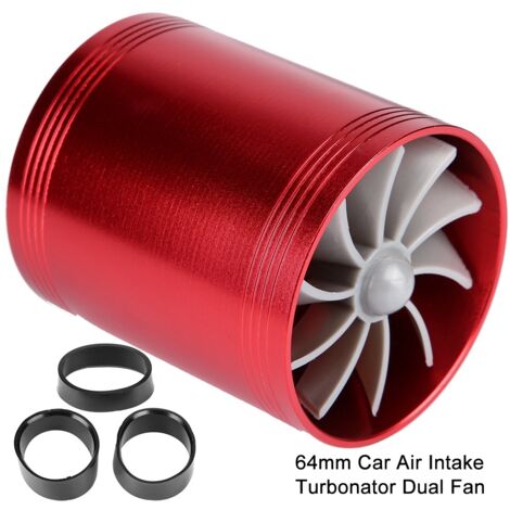 Turbocompresseur d'Air pour Moteur - Ventilateur Double Turbine Économiseur d'Essence Rouge