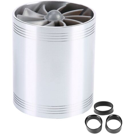 Turbonateur d'admission d'air de voiture, Turbine à double ventilateur, Super chargeur, économiseur de carburant, Turbo argent.