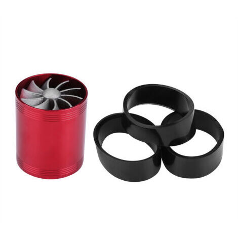 Turbonator, compressore d'aria per auto in alluminio, doppia ventola, turbo rosso, risparmio carburante.