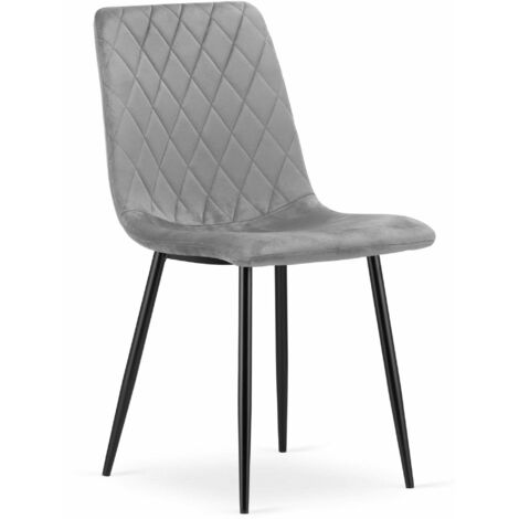 TURIN Stuhl - hellgrauer Samt x 1