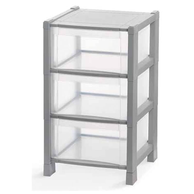 Domoliving Grau Turmkommode 3 E Schubladen 38X38x59 Cm