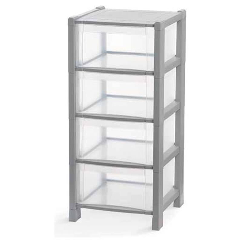 Domoliving Grau - Turmkommode 4 E Schubladen 38X38x78 Cm