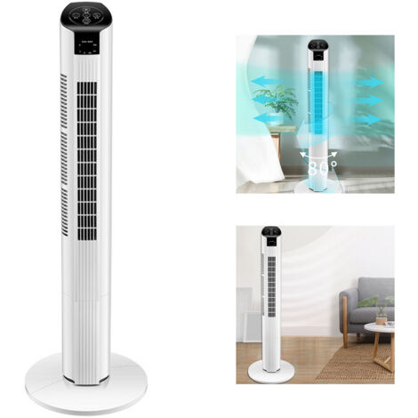 Turmventilator ohne Rotorblätter mit Digitalanzeige und Fernbedienung, 3 Windstufen, leise, oszillierend, ABS-Gehäuse, für Zuhause, Büro, Schlafzimmer, Wohnzimmer, 2900 g, inklusive Fernbedienung und 