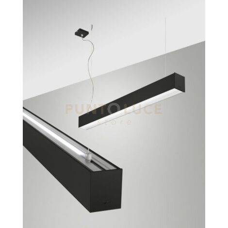 TURNER SOSPENSIONE A DOPPIA EMISSIONE NERA WW 29W+15W 3000K 3470+1290LM PRISMATIC 100CM DIMMERABILE DALI