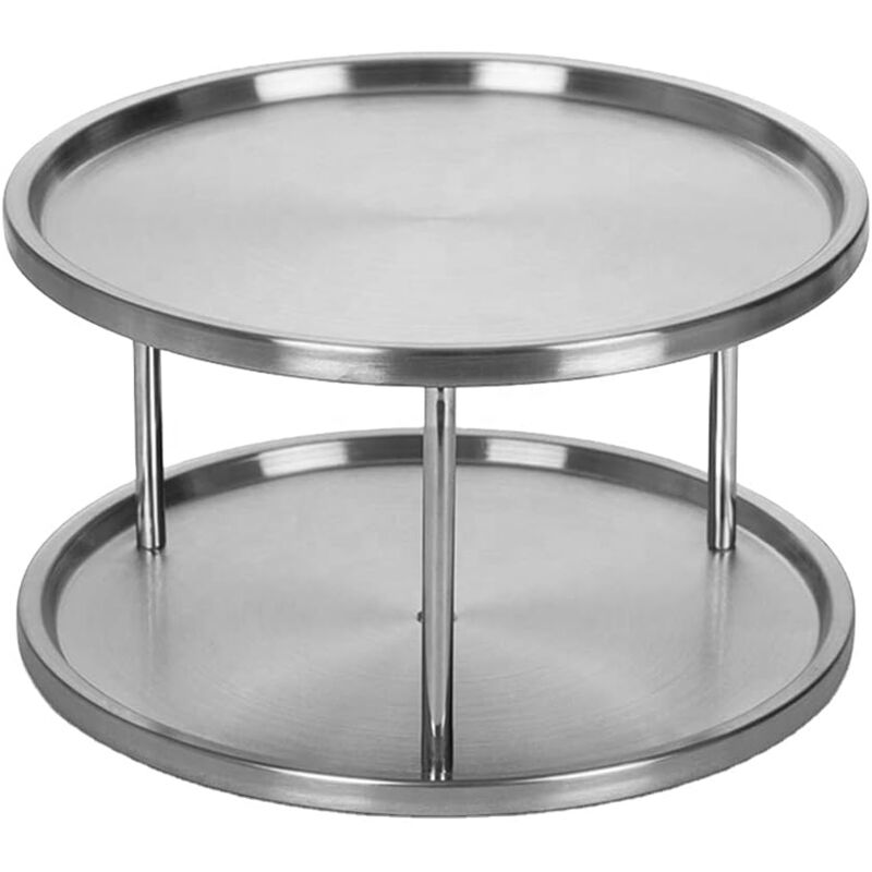 Turntable Cabinet Organizer, Rotating Multifunctional Spice Rack for Kitchen Storage, Rotating Spice Rack, Non-Slip Storage Rack (1 Pack, Stainless