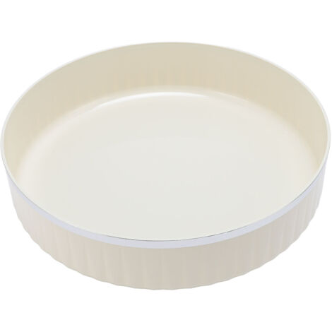 Turntable Organizer with High Sides Kitchen Dining Table Countertop Rotating Tray Rotatable Spice Bottle Rack Milk White